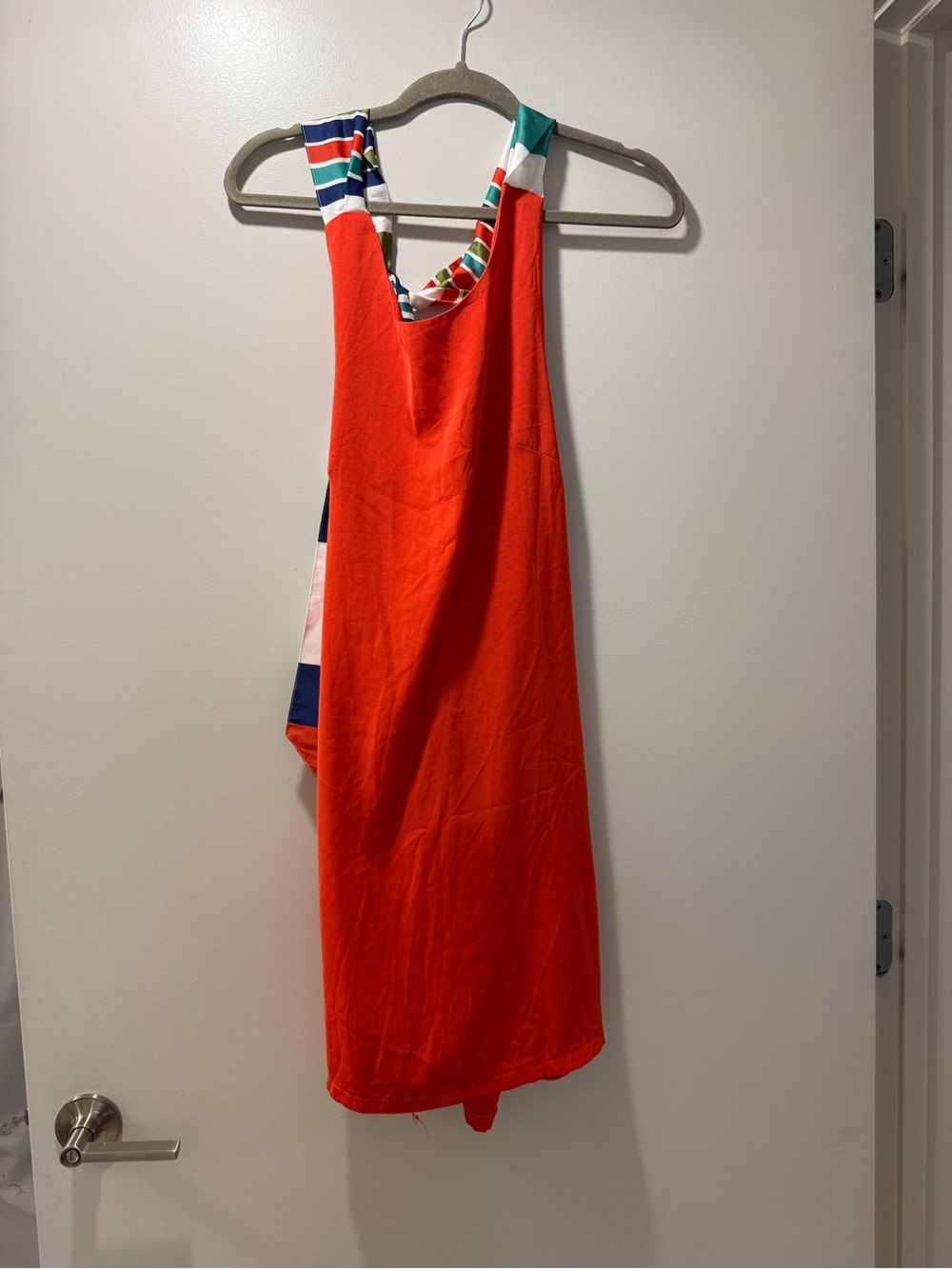 Lulu's Bright Orange Tank Mini Dress with Striped Accent